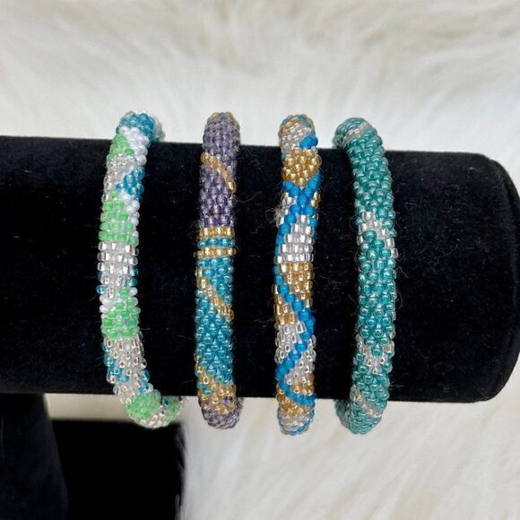 HAND CRAFTED in Nepal Beaded Bracelets (set of 4) #168 - Picture 3 of 3